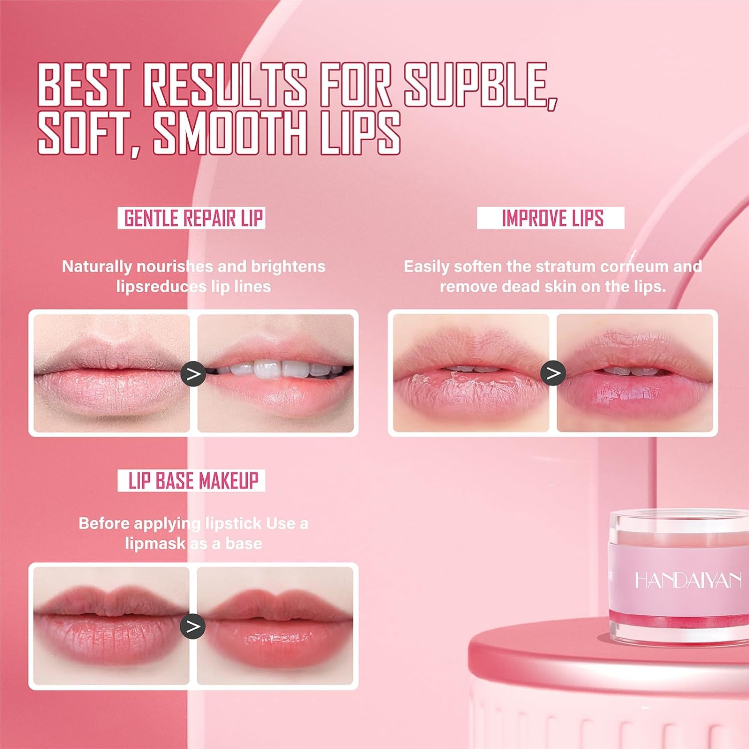 Handaiyan 2In1 Sugar Scrub & Lip Repair Mask [Set: Scrub 4g & Lip Mask 6g]	